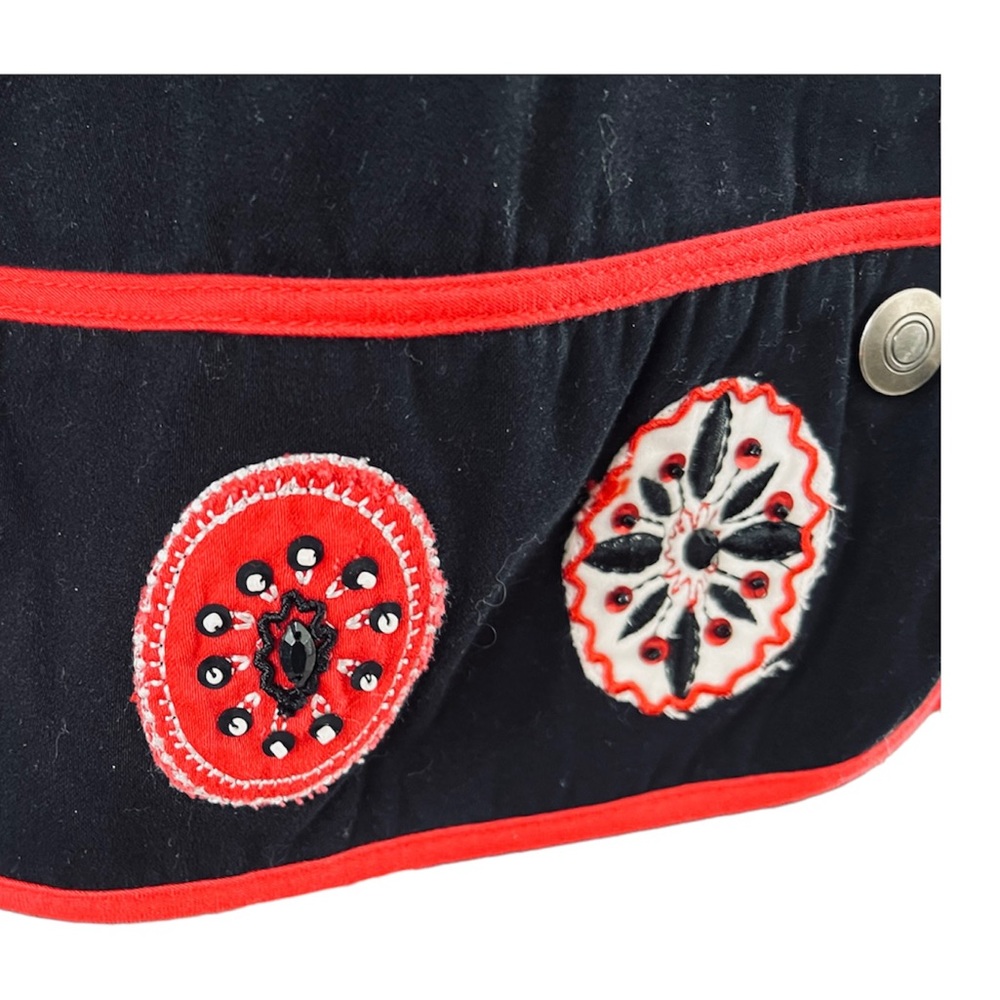 Ruby Rd. Black Jacket With Red Piping & Appliqus … - image 4